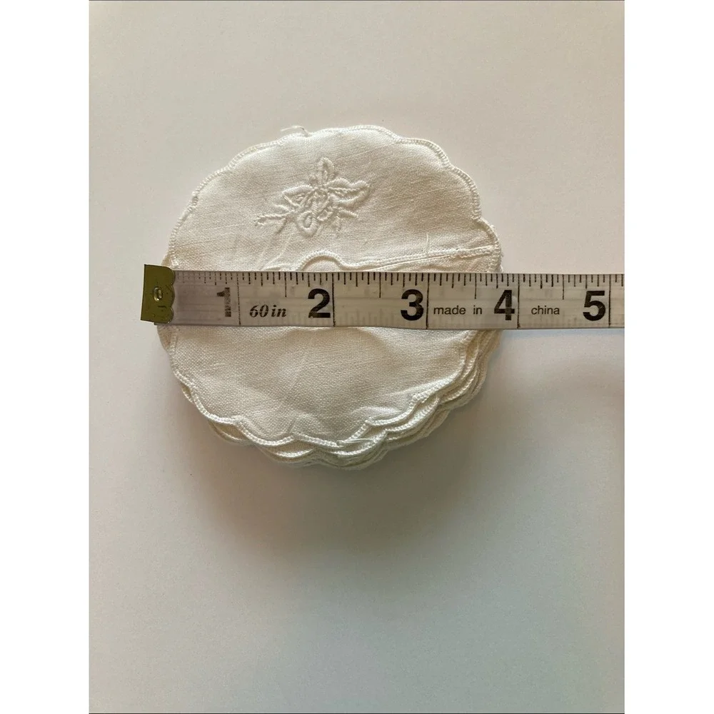 Shanghai White Embroidered Cotton 24 Piece Cocktail Napkin Drink Slipper Set‎